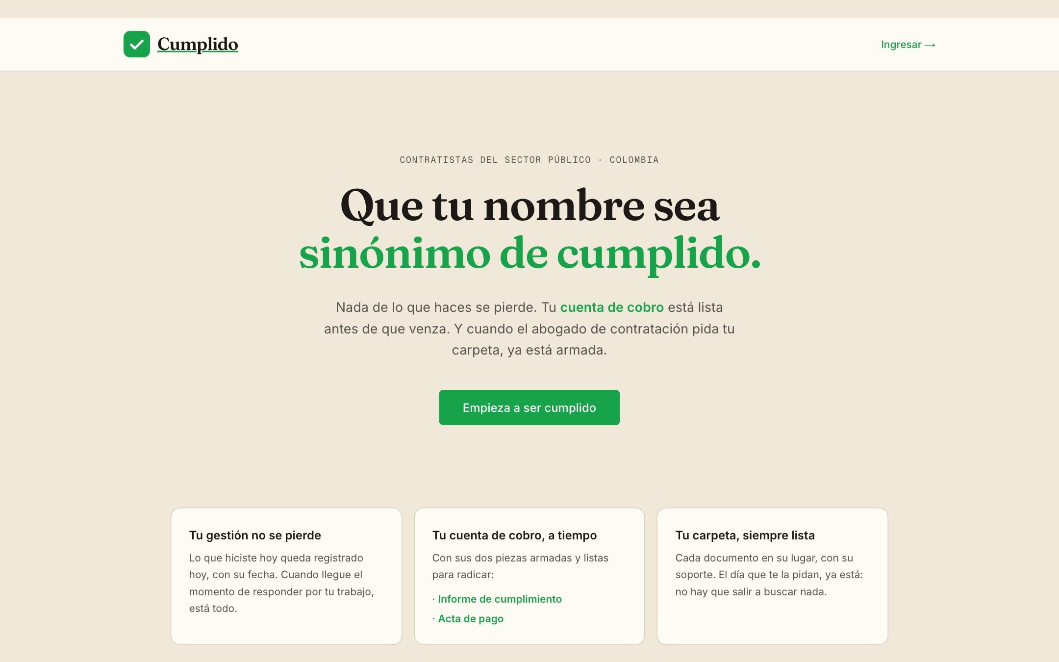 Pantalla de cumplido.co